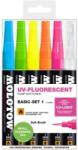 MOLOTOW Marker caligrafic, varf tip pensula, 1 mm, UV-Fluorescent Basic, 6 culori/set Molotow MLW123