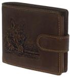 GreenDeed Erős nyers marhabőrből készült pénztárca farkasfej nyomással Green Deed (WOLF 1021/T)