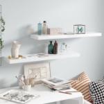 vidaXL Rafturi de perete, 2 buc. , alb extralucios, 90x23, 5x3, 8 cm, MDF (323755) Raft