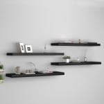 vidaXL Rafturi de perete suspendate 4 buc. , negru, 90x23, 5x3, 8 cm, MDF (323840) Raft
