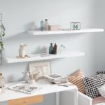 vidaXL Rafturi de perete, 2 buc. , alb extralucios, 120x23, 5x3, 8 cm MDF (323758) Raft
