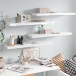 vidaXL Rafturi de perete, 4 buc. , alb extralucios, 90x23, 5x3, 8 cm, MDF (323756) Raft