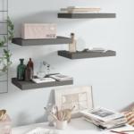 vidaXL Rafturi de perete, 4 buc. , gri extralucios, 40x23x3, 8 cm, MDF (323786) Raft