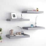 vidaXL Rafturi de perete suspendate, 4 buc. , gri, 40x23x3, 8 cm, MDF (323849) Raft