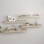 vidaXL Rafturi de perete suspendate 4 buc. , stejar, 80x23, 5x3, 8 cm MDF (323879) Raft
