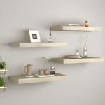vidaXL Rafturi de perete suspendate, 4 buc. , stejar 60x23, 5x3, 8 cm MDF (323876) Raft