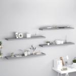 vidaXL Rafturi de perete suspendate, 4 buc. , gri, 120x23, 5x3, 8 cm, MDF (323864) Raft