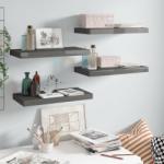 vidaXL Rafturi de perete, 4 buc. , gri extralucios, 50x23x3, 8 cm, MDF (323789) Raft