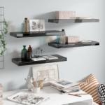 vidaXL Rafturi de perete 4 buc. negru extralucios 60x23, 5x3, 8 cm MDF (323771) Raft