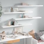vidaXL Rafturi de perete, 4 buc. , alb extralucios, 120x23, 5x3, 8 cm MDF (323759) Raft