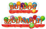  Boldog Szülinapot! Léggömbös Banner - 148 cm x 27 cm