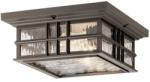 Kichler Plafoniera exterior Beacon Square, finisaj bronz, sticlă ondulata, L: 30, 5cm, H: 13, 2cm, IP44, 2x60W-E27, KL-BEACON-SQUARE-F-OZ (KL-BEACON-SQUARE-F-OZ)