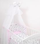 BabyLion 5 részes ágyneműhuzat szett -Rózsaszín - Szürke felhők