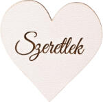 Valex Decor 5 db. "Szeretlek" feliratos gravírozott fa szívecske 5cm - Fehér (MT7-04)