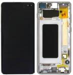Samsung Galaxy S10 Plus G975F - LCD Kijelző + Érintőüveg + Keret (Prism Black) - GH82-18849A, GH82-18857A, GH82-18834A Genuine Service Pack, Prism Black