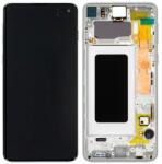 Samsung Galaxy S10 G973F - LCD Kijelző + Érintőüveg + Keret (Prism White) - GH82-18850B, GH82-18835B Genuine Service Pack, Prism White