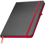  Jegyzetfüzet A/5 fekete PVC borító, 80 vonalas lap, piros kiegészítőkkel + tolltartó gumigyűrű (037905)