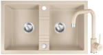 FERRO Set Chiuveta bucatarie Ferro Mezzo II 2 Cuve 78x48 cm NISIP si Baterie Ferro FREYA stativa bucatarie BFR42S