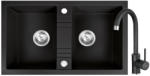FERRO Set Chiuveta bucatarie Ferro Mezzo II 2 Cuve 78x48 cm GRAFIT si Baterie Ferro FREYA stativa bucatarie BRF41B