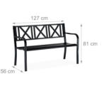 Relaxdays Kerti pad 2 személyes porszórt acél fekete 10026112