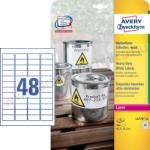 Avery L4778-20 Időjárásálló fehér poliészter címke 45, 7x21, 2mm