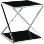 Settimo Masuta argintie cu blat din sticla neagra Imperial 50x50 cm (EV011) Masa de cafea
