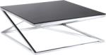 Settimo Masuta de cafea argintie cu blat din sticla neagra Imperial 100x100 cm (EV007) Masa de cafea