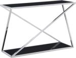 Settimo Consola argintie cu blat din sticla neagra Imperial 120 x 40 cm (EV009)