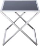 Settimo Masuta argintie cu blat din sticla Broadway 50x50 cm (EV038) Masa de cafea