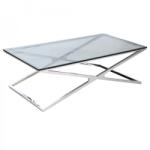 Settimo Masuta cafea argintie cu blat din sticla Broadway 130x70 cm (EV037) Masa de cafea