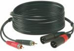 KLOTZ - XLR-RCA dupla kábel, 1 m - Klotz aranyozott RCA - Amphenol XLR3m PLU csatlakozók, + PCU201-Z fekete kábel - dj-sound-light