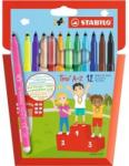 STABILO Trio A-Z háromszög hegyű 12db-os vegyes színű filctoll készlet (STABILO_378/1-12-01) (STABILO_378/1-12-01)
