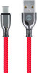 Forever Tornado kábel - USB / Type-C (USB-C) piros szövet kábel, 3A 1m