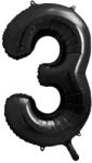 PartyDeco S. r. o 3. szám, fólia lufi, 86 cm, fekete