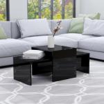 vidaXL Set măsuțe de cafea, negru extralucios, 100x48x40 cm, PAL (802919) Masa de cafea