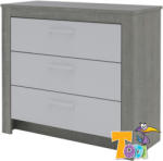 Todi Cube 2 - 3 fiókos komód (szürke osló tölgy - magasfényű fehér) - babyshopkaposvar