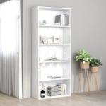 vidaXL Bibliotecă cu 5 rafturi, alb extralucios, 80x30x189 cm, PAL (801032) Biblioteca