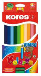 Kores Creioane Colorate Jumbo Triunghiulare KORES KO93512, 12 Culori + Ascutitoare (KO93512)