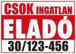  CSOK ingataln eladó tábla matrica telefonszámmal