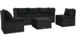 vidaXL Set mobilier de grădină cu perne, 4 piese, negru, poliratan (47811)