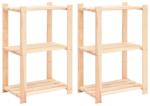 vidaXL Etajere cu 3 niveluri, 2 buc. , 60x38x90 cm, pin masiv, 150 kg (3051121) Raft