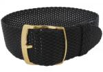  EULIT Kristall egyrészes perlon óraszíj, fekete 20mm XL - orabox