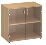 Alfa Office Alfa 500 alacsony, széles szekrény, 74, 2 x 80 x 45, 8 cm, Üvegajtóval, bükk Bavaria mintázat