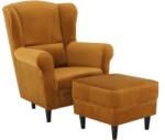 TEMPO KONDELA Füles fotel puffal, szövet mustár, ASTRID - kondela