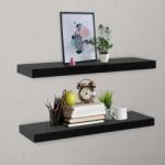 vidaXL Rafturi de perete suspendate, 2 buc. , negru, 80x20x3, 8 cm (288202) Raft