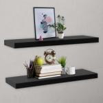 vidaXL Rafturi de perete suspendate, 2 buc. , negru, 120 x 20 x 3, 8 cm (288204) Raft