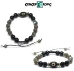 Bratara Onix cu Labradorit - Agata Dzi - Rotund - Butoias - Accesorii Argint 925 - 1 Buc