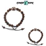  Bratara Obsidian Mahon cu Agata Tibetana Dzi - Rotund - Butoias - Accesorii Gold Filled - 1 Buc