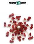  Brosa si Pandantiv din Coral Rosu si Perle - Metal - 7 x 6 cm