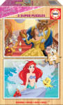 Educa Puzzle 2 in 1 (25+25 piese) Disney Princess, Ariel & Bell Puzzle
